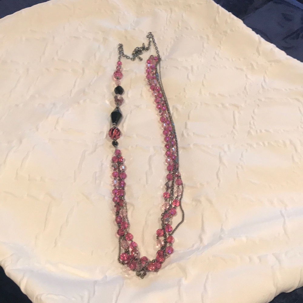 Pink and black crystal necklace